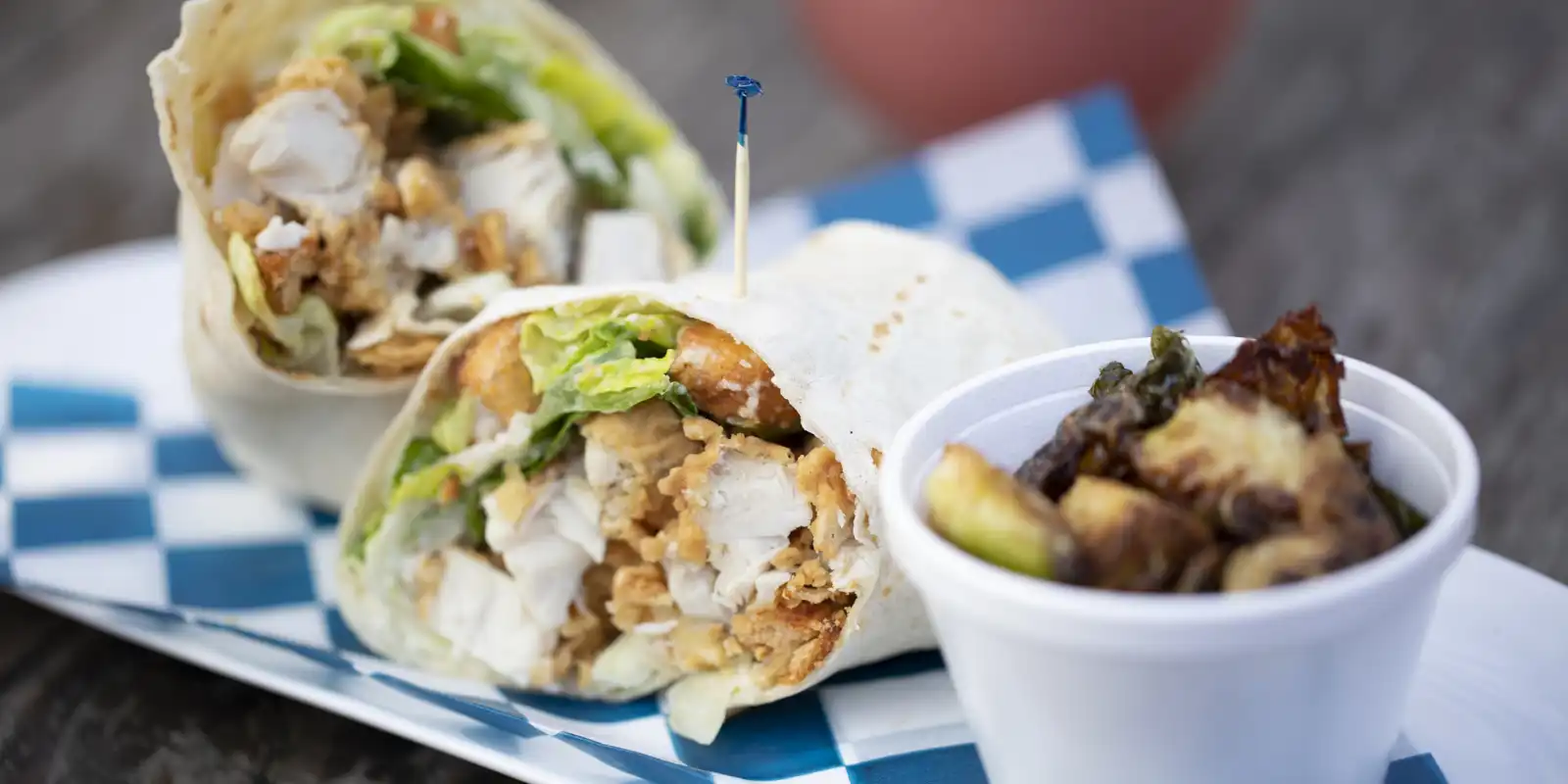 Hot Chicken Caesar Wrap with a side